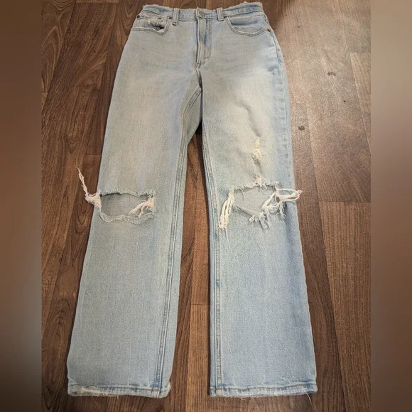 Abercrombie & Fitch Women High Rise Light Blue Jeans - Picture 2 of 8